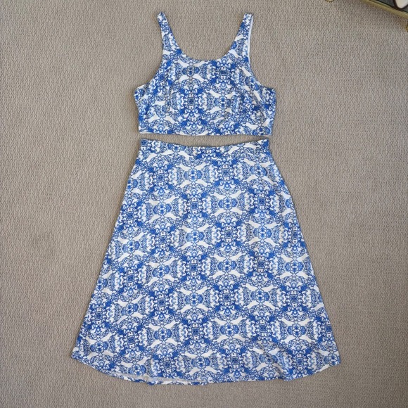 Joie Mosaic Print Crop Top and Midi Skirt Set, NWT Women's XL, Santorini Blue - Picture 16 of 16